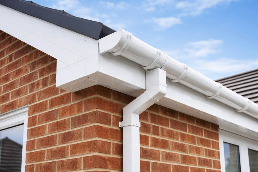 brilliant white new upvc guttering fitted to home